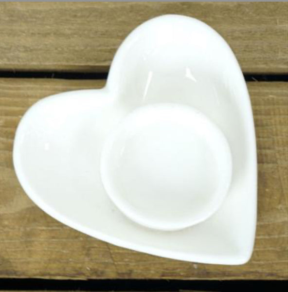 White Ceramic Heart Tea Light